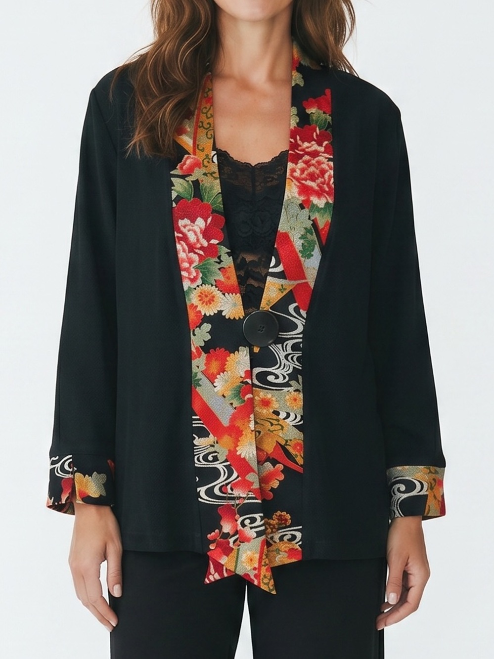 Soft Surroundings Black Kimono Jacket Blazer Size Medium